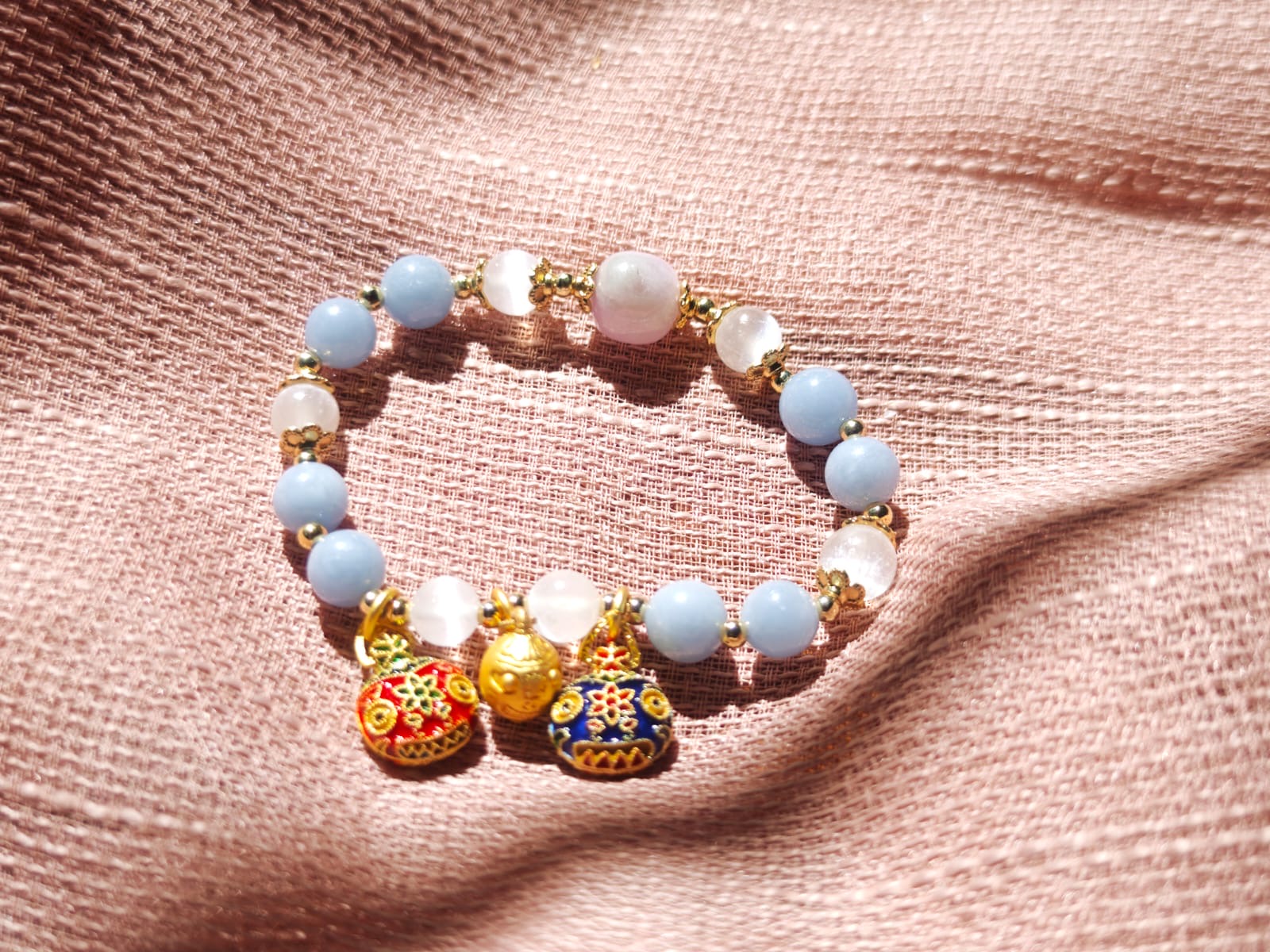 Gypsum (Selenite) and Tanzanite Kunzite (Purple Carp) Bracelet