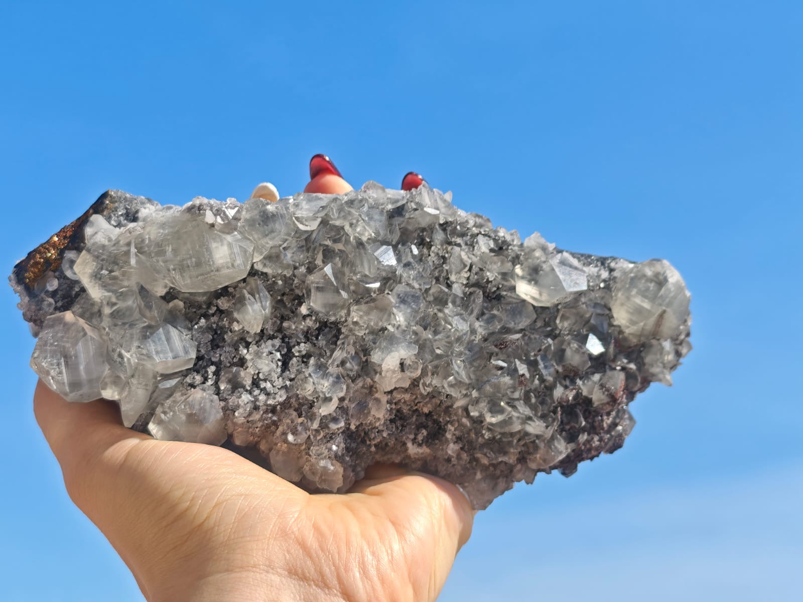 Eye of Gold | Fish-eye Calcite Rough Stone | Red Iron + Pyrite | Insight and Protection | Adamigold Jewellery Official Website www.adamigoldjewellery.com