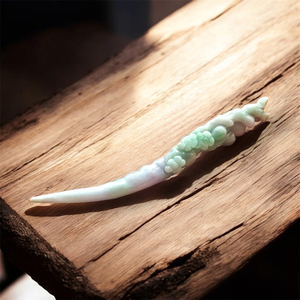 【ADAMIGOLD Eternal Seal】Spring Color Jade Hand-carved Hairpin