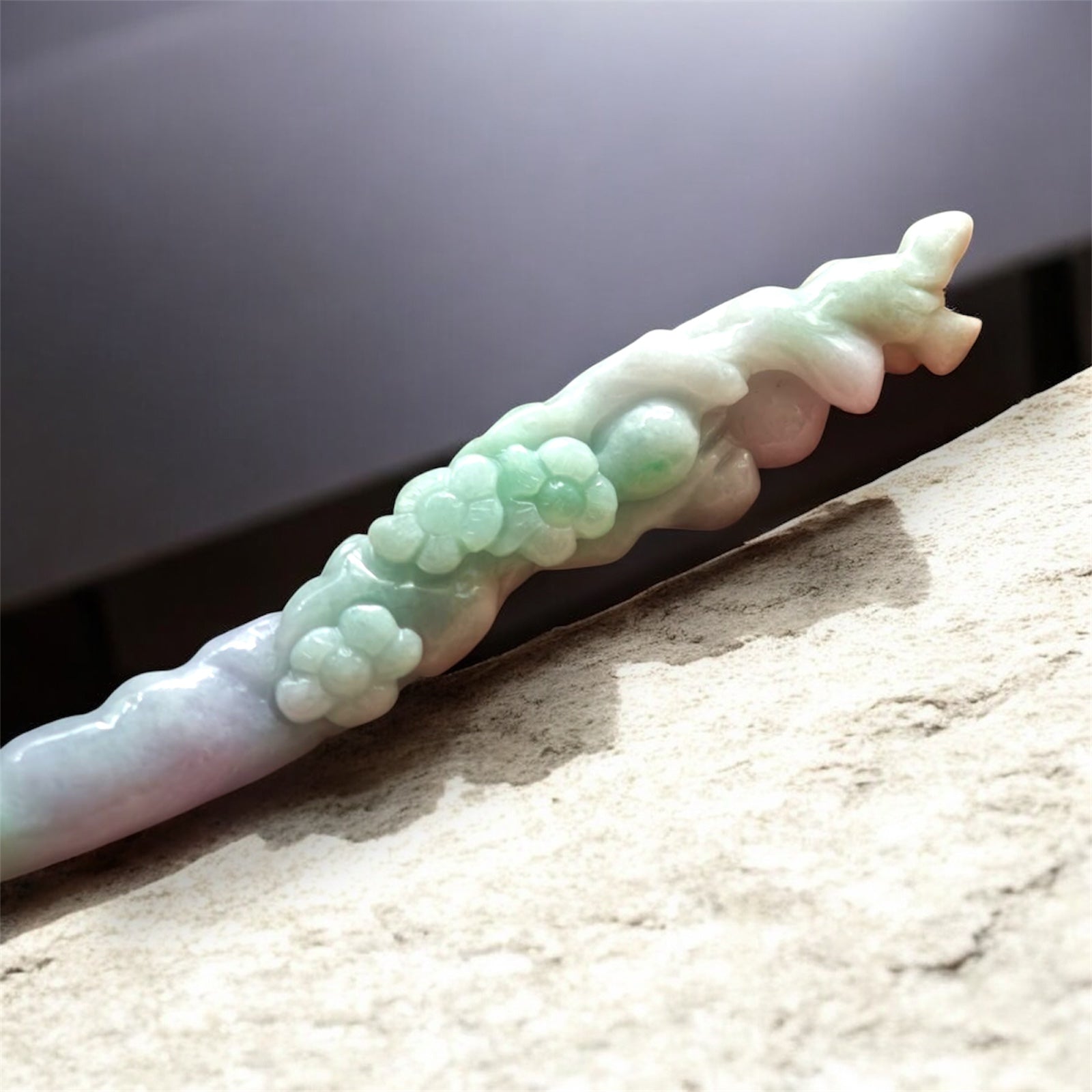 【ADAMIGOLD Eternal Seal】Spring Color Jade Hand-carved Hairpin