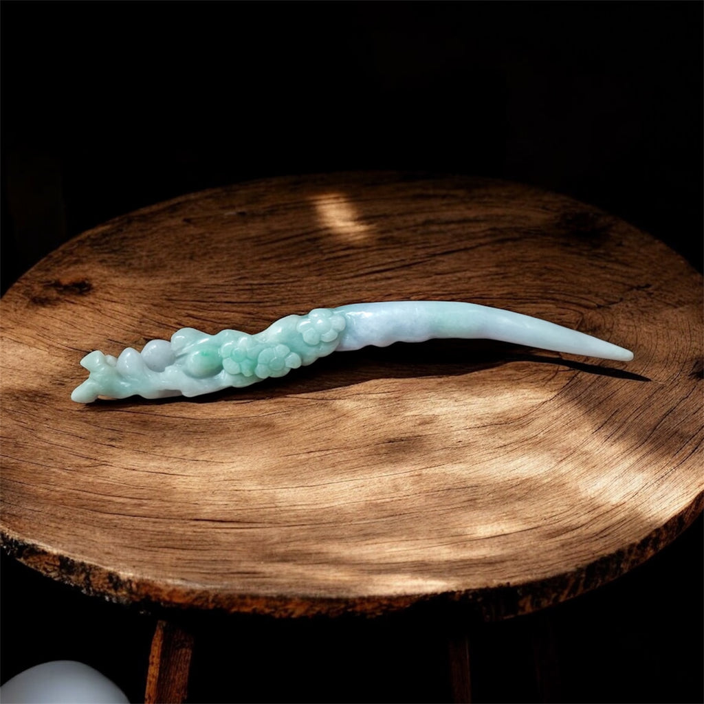 【ADAMIGOLD Eternal Seal】Spring Color Jade Hand-carved Hairpin