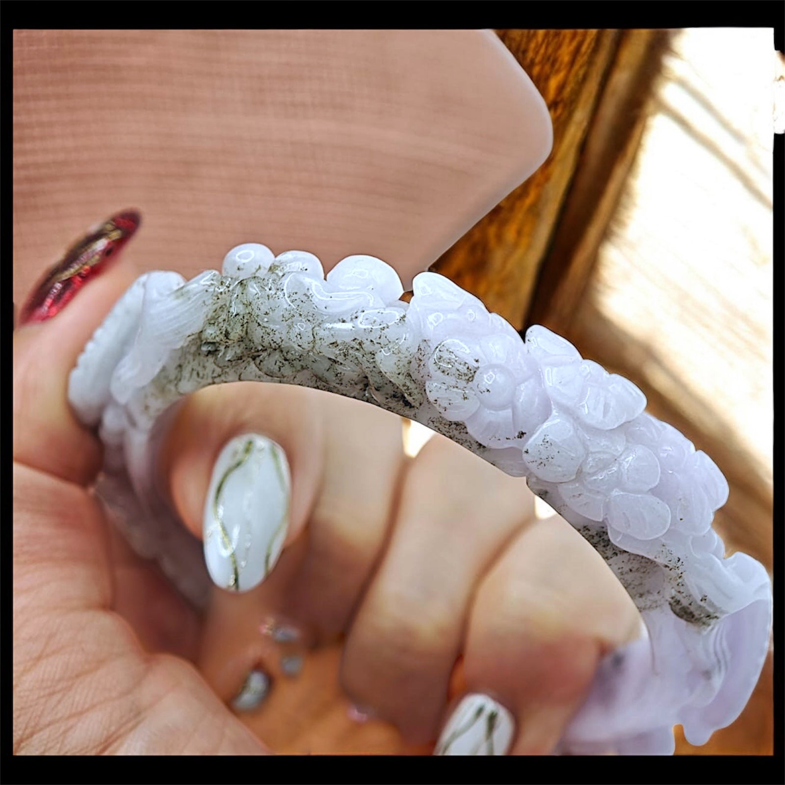 Jadeite Spring Color Black Chicken Bangle | Natural Grade A from Myanmar, Cold and Luxurious