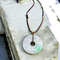 Carved safety buckle necklace | Natural tricolor jadeite (yellow + green + purple)